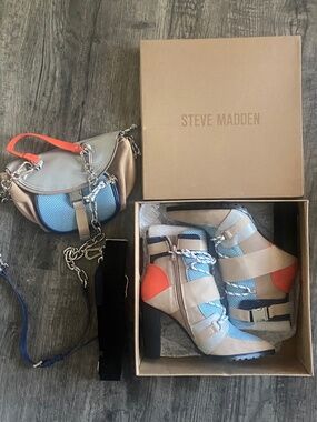 RARE Steve Madden Set: Illusion Booties & Matching BMIRAGE Bag